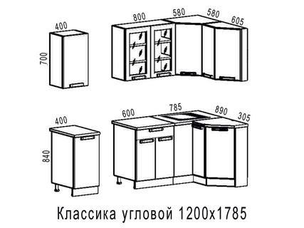 Кухня Трапеза Классика угловая 1200x1785 (II категория) - Боровичи мебель
